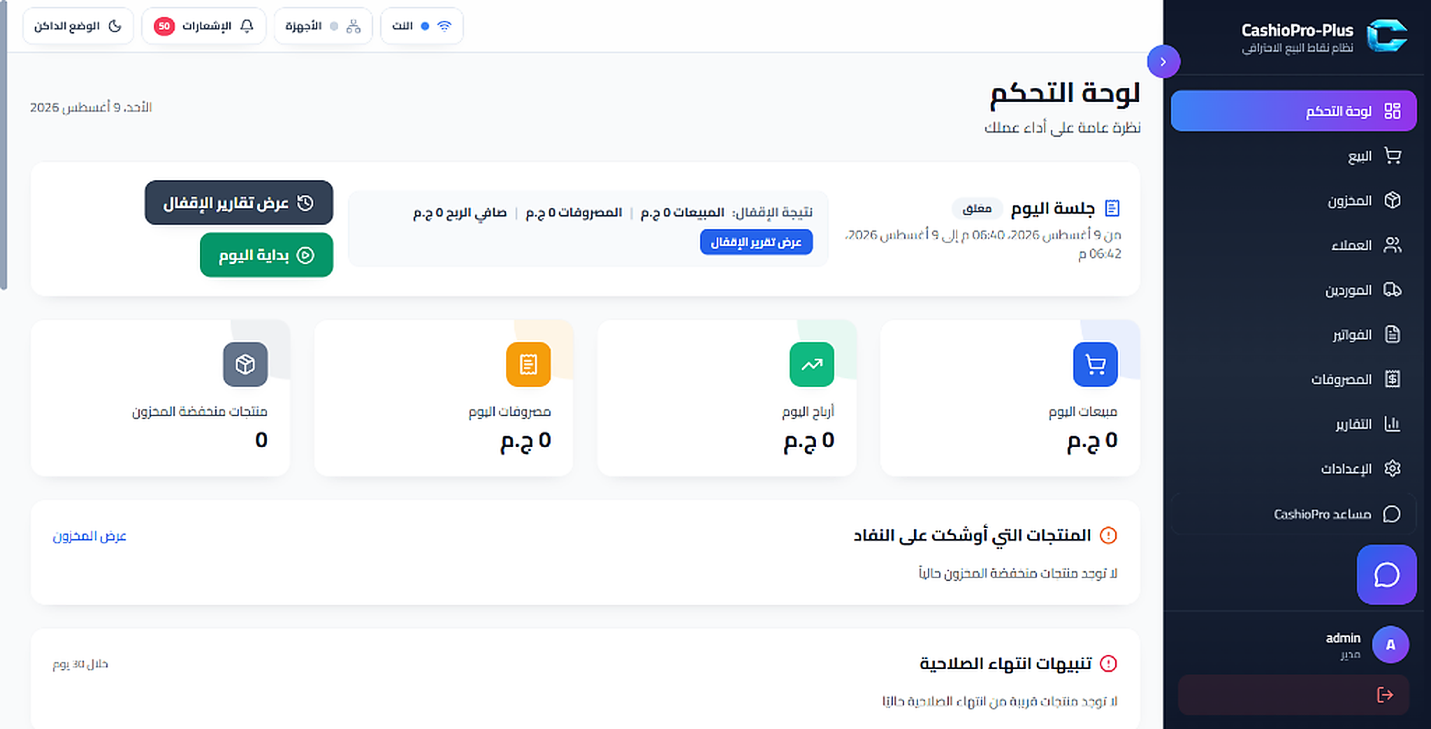 لوحة التحكم الرئيسية